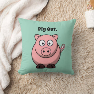 Coussin Pig Out Pink Pig Cartographier, Funny BBQ Hog Desi