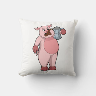 Coussin Pig with coffee pot