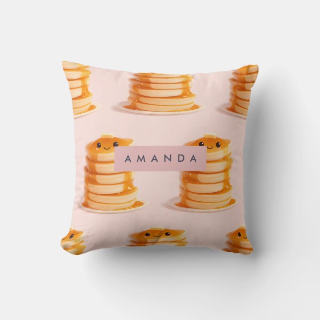 Coussin Pile de crêpe Cute Kawaii personnalisée au sirop (Recto)