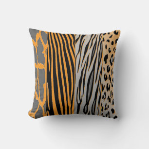 Coussin Pilier D'Impression De Zèbre Noir Et Orange