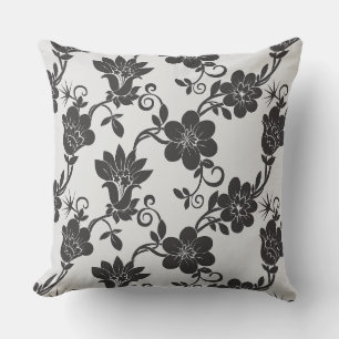Coussin Pilier extérieur Accent Coussin-noir Fleurs extéri
