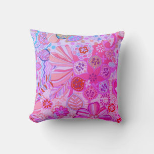 Coussin Pilote à jet multicolore rose floral