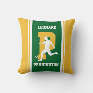 Coussin Pilote à lancer de soccer vert et or