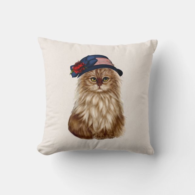 Coussin Pilote de chat patriotique (Recto)