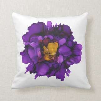 Coussin Pilote de lancer peint à la main de pivoine violet