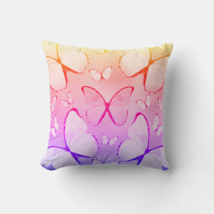 Coussin Pilote d'impression à papillon multicolore