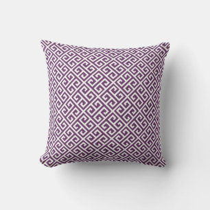 Coussin Pilotes à clé grecque violet et blanche