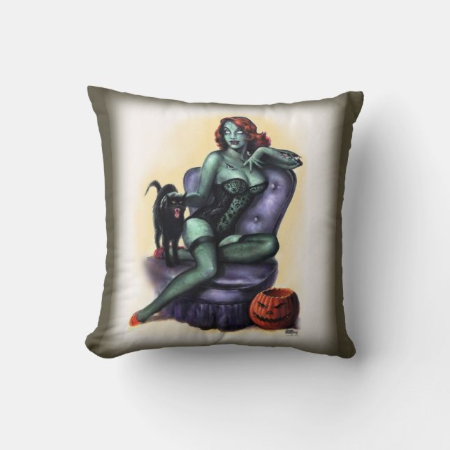 Coussin Pin de fille de zombi de Halloween (Recto)