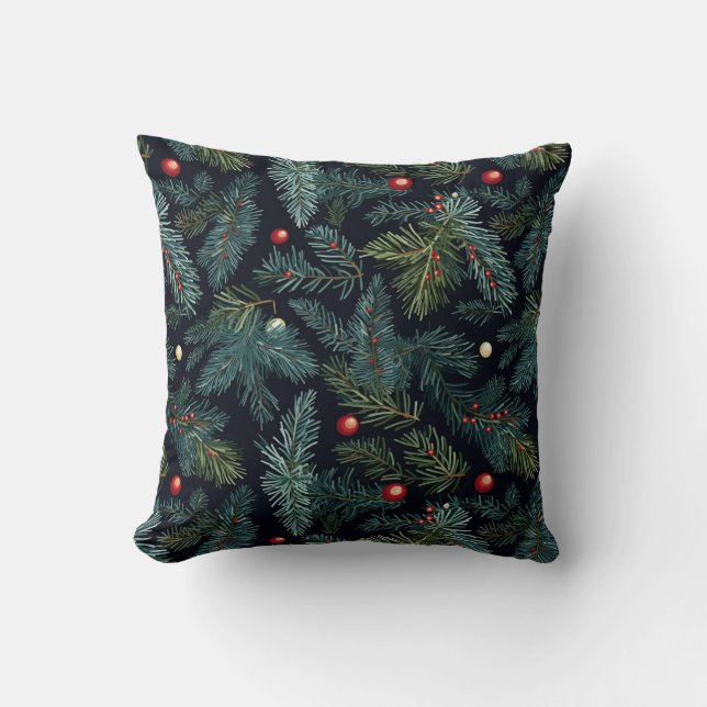 Coussin Pin et Berries Jeter l'oreiller (Recto)