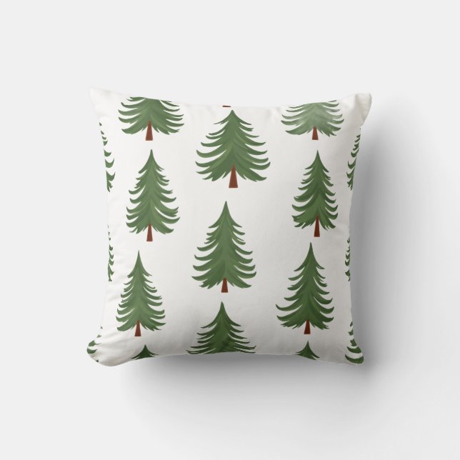 Coussin Pine Tree Repeat Pattern – Evergreen Forest Design (Recto)