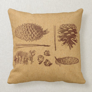 Coussin Pinecone d'art Vintage