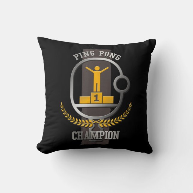 Coussin Ping Pong Champion Amusants Table Tennis Player Ca (Recto)