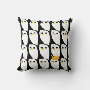 Coussin Pingouin comique : noir blanc Vintage