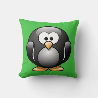 Coussin Pingouin de dessin sur Vert clair