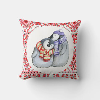 Coussin pingouin de noël décoration d'animaux d'hiver