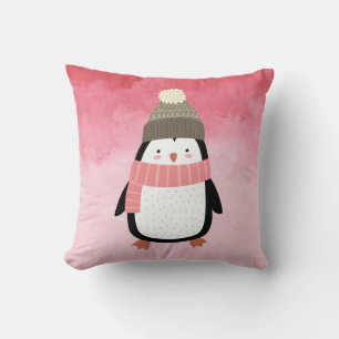 Coussin Pingouin d'hiver festif mignon
