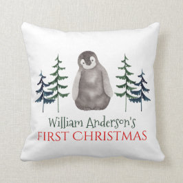 Coussin Pingouin et arbre de Noël personnalisés 