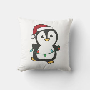 Coussin Pingouin Noël Animaux d'hiver Pingouines de vacanc
