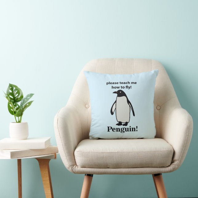 Coussin Pingouin S'Il Vous Plaît M'Apprendre Comment Voler (Chaise)