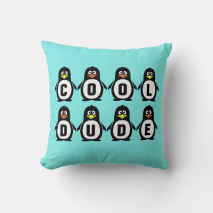 Coussin Pingouins "Cool Dude" Jetant l'oreiller