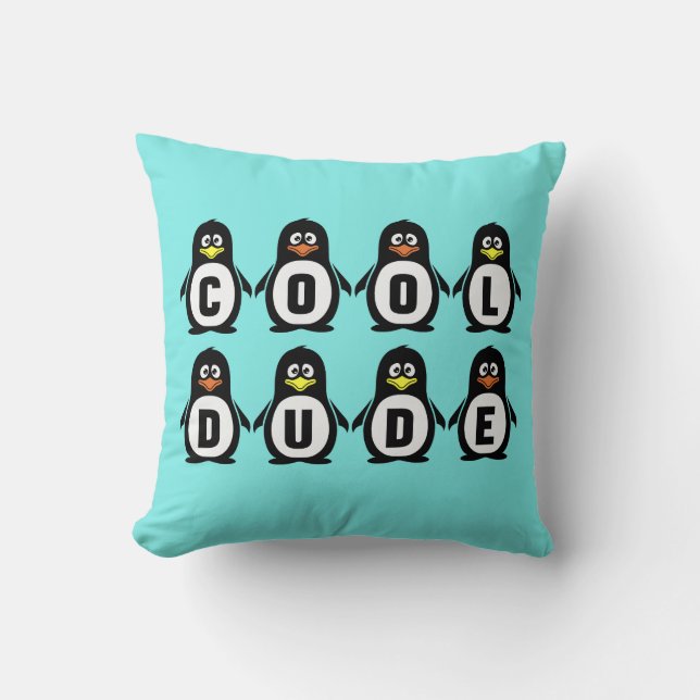 Coussin Pingouins "Cool Dude" Jetant l'oreiller (Recto)