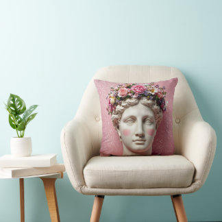 Coussin Pink Ancient Greek Woman Pillow.