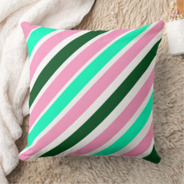 Coussin Pink and Green Christmas Candy Stripes 