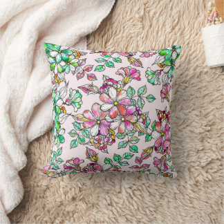 Coussin Pink and green flowers