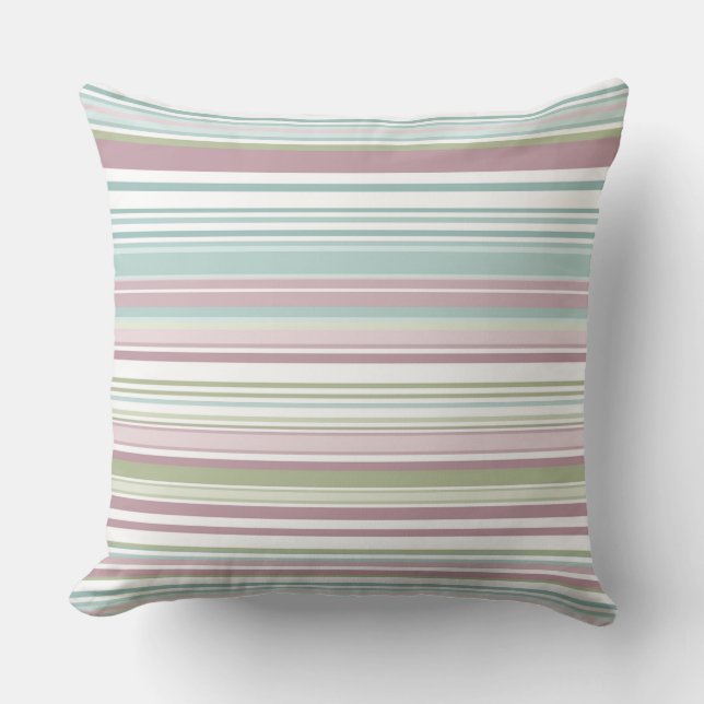 Coussin Pink, Aqua, mint, spring rain and mauve stripes (Recto)