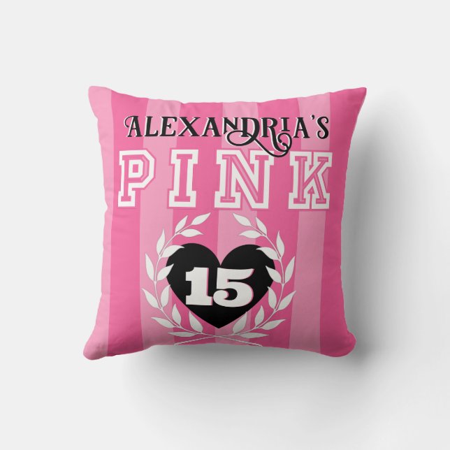 Coussin PINK & Black Girl Anniversaire Fête Personnalisé A (Verso)