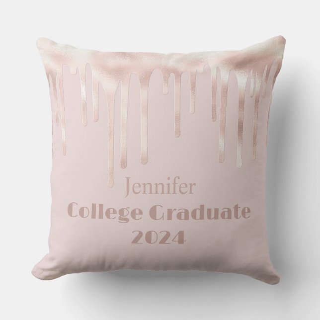 Coussin Pink Blush College Graduate Parties scintillant Je (Recto)