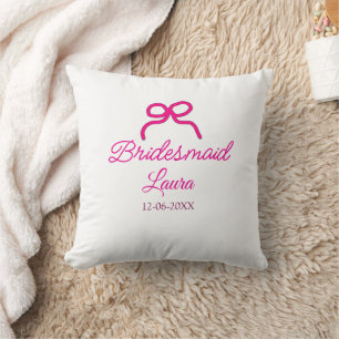 Coussin PINK BOW minimalajouter nom bridesmaid année cadea