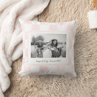 Coussin Pink Checkerboard Personalized Photo