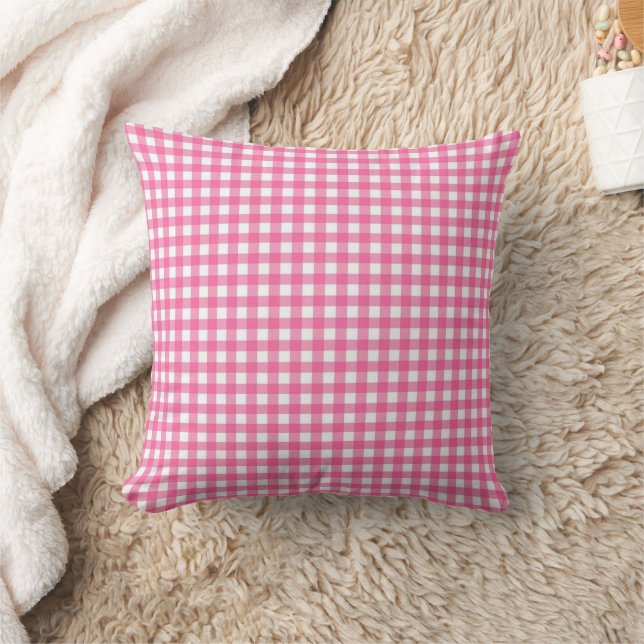 Coussin Pink Checkered Plaid Throw Pillow  (Couverture)