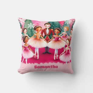 Coussin Pink Christmas Nutcracker Ballerina Nom des enfant