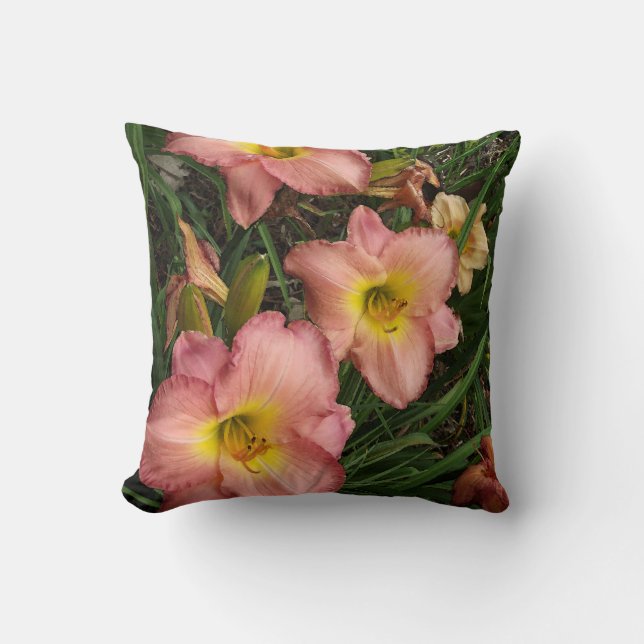 Coussin Pink Daylilies (Recto)