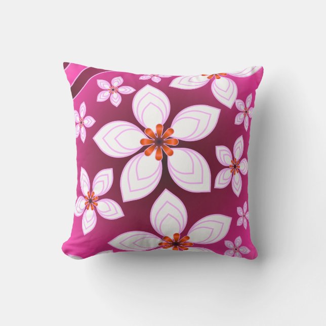 Coussin Pink Floral Abstract Pattern | Aesthetic Flower Ar (Recto)