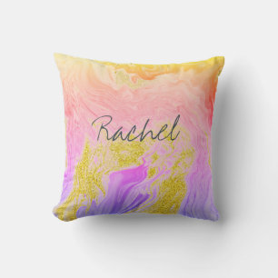 Coussin Pink Gold Agate Art Bridesmaid Personnalisé Nom Ca