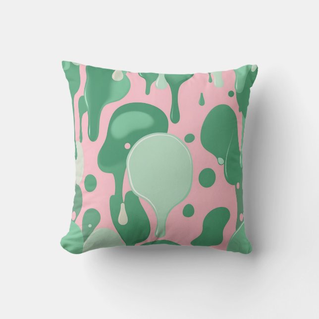 Coussin Pink Mint Green Melting Drip Pattern Abstract  (Recto)