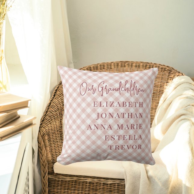 Coussin Pink Our Grandchildren Noms Cadeau pour grands-par (Créateur téléchargé)