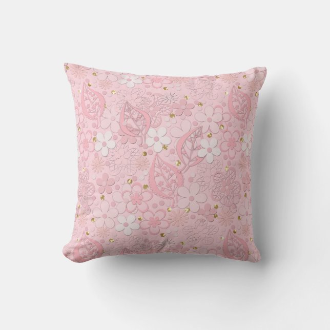 Coussin Pink paper flowers (Recto)
