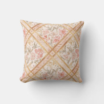 Pink Peach Florals Flowers Pattern and Ribbon