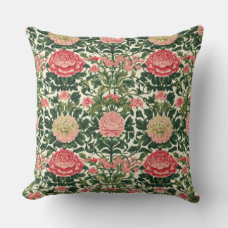 Coussin Pink Peony Symmetrical Floral Pattern