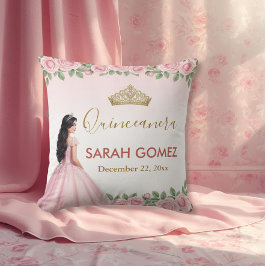 Coussin Pink Princess Dress Gold Tiara Quinceañera