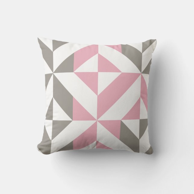 Coussin Pink Raspberry and Silver Geometric ZigZag (Recto)