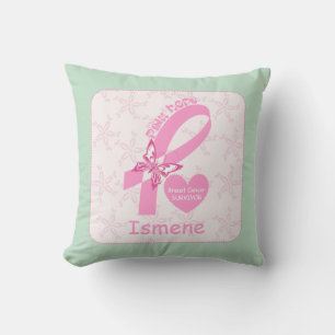 Coussin Pink Ribbon La frontière de la menthe survivant au
