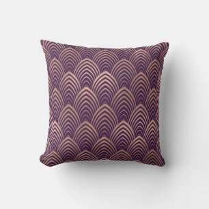Coussin Pink Rose Cuivre Violet Art Déco Coquillages