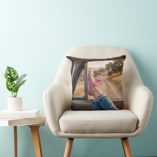 Coussin Pink Sneakers in Retro Car Window