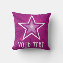 Pink Star 'Your Text' lance carré d'oreiller