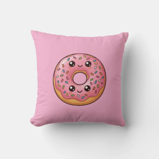 Coussin Pink Strawberry Iced Donut Kawaii Cushion Pillow
